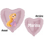 Ballon Raiponce Coeur Rose avec Prénom Princesse Disney, Décorations ballons pour anniversaire.