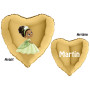Ballon Princesse Tiana Coeur Or Avec Prénom Disney, Décorations ballons pour anniversaire.