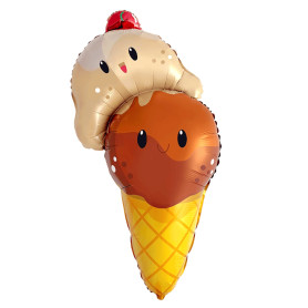 Ballon Cornet De Glace Vanille et Chocolat, décoration ballon pour anniversaire ou stand de glace.