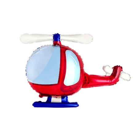 Ballon Hélicoptère Rouge et Bleu Flexmetal, Décorations ballons pour anniversaire.