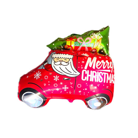 Ballon Père Noël en Voiture et son Sapin, décoration ballon de Noël et pour Vitrine.
