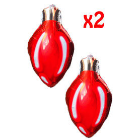Ballons Lampes de Noël Rouges x2, décoration ballons lumières de Noël.
