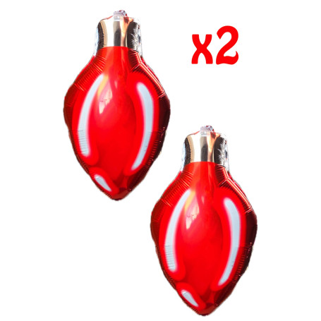 Ballons Lampes de Noël Rouges x2, décoration ballons lumières de Noël.