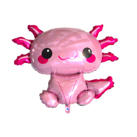 Ballon Axolotl Rose Cartoon, Décorations ballons pour anniversaire et animaux aquatique.