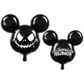 Ballon Mickey Jack Noir et Blanc Visage D'Halloween Disney, Décorations ballons pour Halloween Disney.