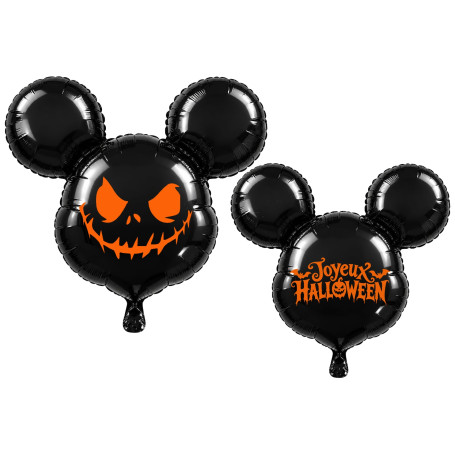 Ballon Mickey Jack Noir et Orange Visage D'Halloween Disney, Décorations ballons pour Halloween Disney.
