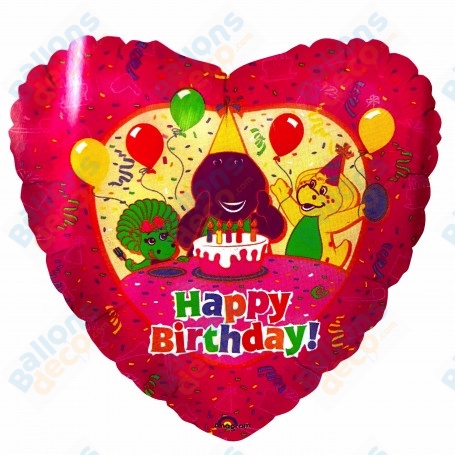 Ballon Barney Happy Birthday Coeur Vintage