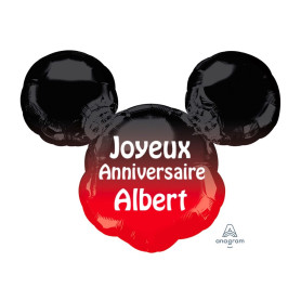 Ballon Mickey Noir et Rouge Personnalisable Disney, Décorations ballons pour anniversaire.