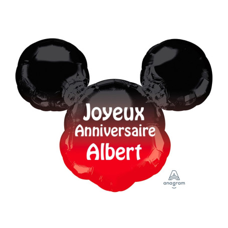 Ballon Mickey Noir et Rouge Personnalisable Disney, Décorations ballons pour anniversaire.