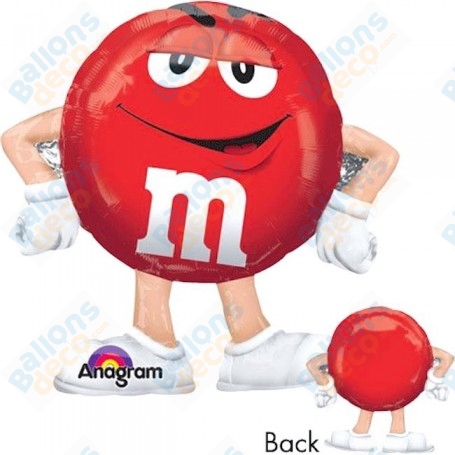Ballon M&M's Rouge Marcheur, Bonbon chocolat, Décorations ballons pour anniversaire.