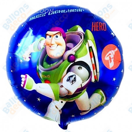 Ballon Buzz L'éclair Rond Bleu, décoration ballons d'anniversaire Disney.