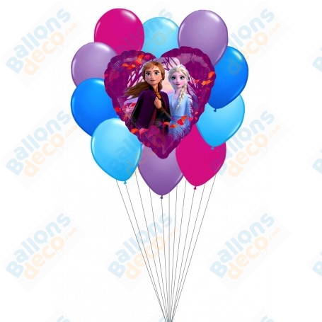 Ballons La Reine Des Neiges 2 Coeur en Grappe
