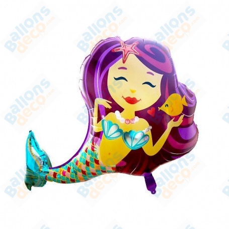 Ballon Sirène Violette, décoration ballon anniversaire de la mer