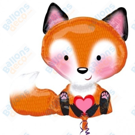 Ballon Renard Coeur, décoration ballon d'anniversaire, animaux de la forêt.