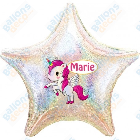 Ballon Licorne Personnalisable une face, décoration ballon anniversaire enfant.