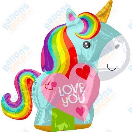 Ballon Licorne Coeur Love You Mini, décoration ballon anniversaire enfants.