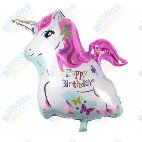 Ballon Licorne Happy Birthday, décoration ballon anniversaire