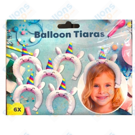 Ballons Serre-Têtes Licornes x6, accessoires anniversaire enfants.
