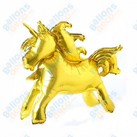 Ballon Licorne Or 3D, décoration de table anniversaire, ballons enfants licornes