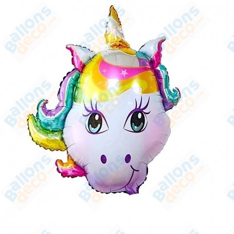 Ballon Licorne Arc-En-Ciel Tête, décoration ballon anniversaire avec des licornes, unicorn