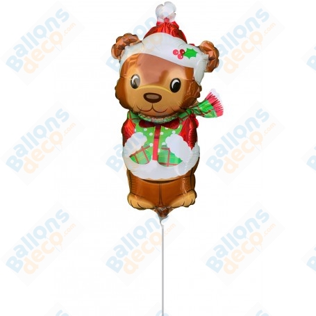 Ballon Ourson de Noël sur Tige, Décoration ballon de Noël et centre de table.