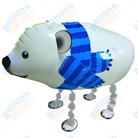 Ballon Ours Blanc Marcheur, décoration ballon animaux polaire.