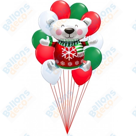 Ballons Ourson De Noël en Grappe, décoration ballon de Noël et des vitrines.