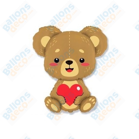 Ballon Ourson Mignon avec Coeur New, décoration ballon St-Valentin