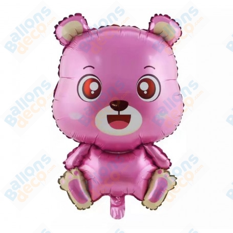 Ballon Ourson Mignon Rose, décoration baby shower, naissance de fille.