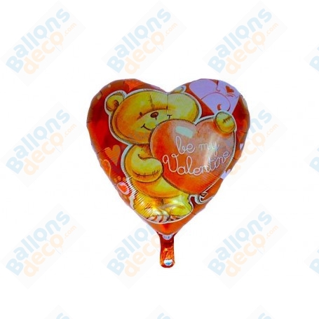 Ballon Coeur Ourson Mignon, décoration Ballon Saint Valentin.