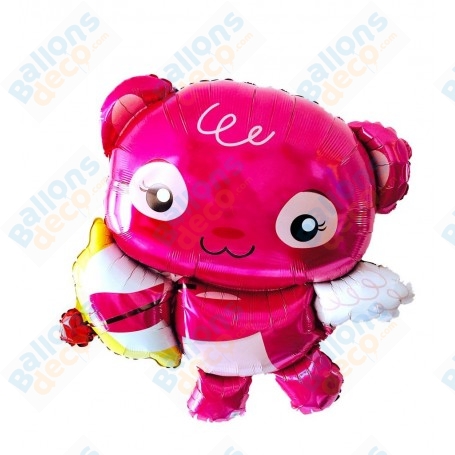 Ballon Cupidon Ourson Rose, décoration ballon Saint Valentin.