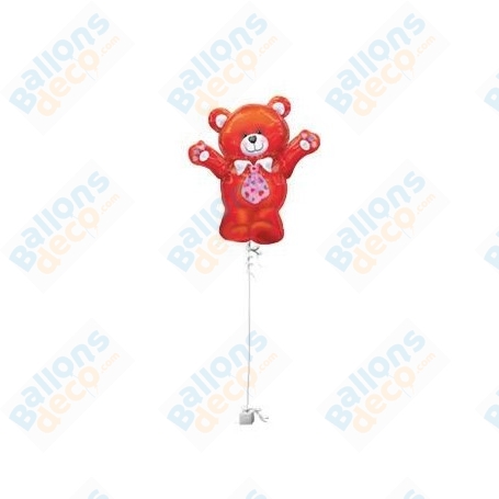 Ballon Ourson D'amour Rouge, Décoration ballons Saint Valentin.