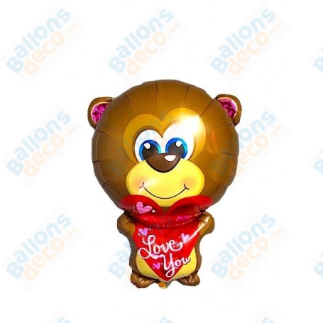 Ballon Ourson Marron Love You Mini Bear, Décoration ballon Amour, Saint Valentin