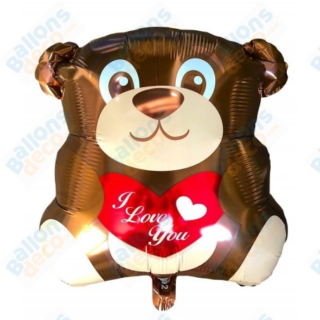 Ballon Ourson Mignon Coeur I Love You Bear, décoration ballon St-Valentin