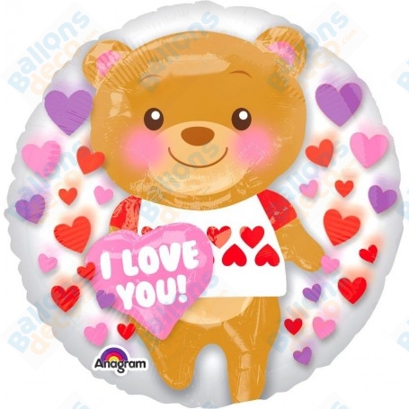 Ballon Ourson Love Dans une Bulle, décoration ballons St-Valentin