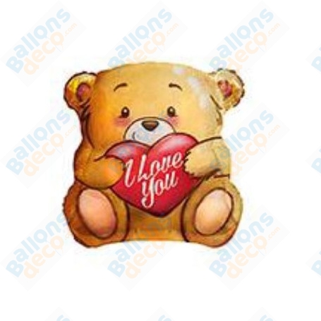 Ballon Ourson Beige Marron Mini Love, décoration ballon St-Valentin