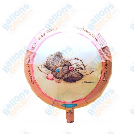 Ballon Ourson Fille, décoration ballon baby shower, naissance.