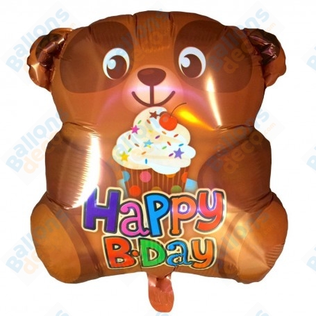 Ballon Ourson Marron Foncé Happy Birthday