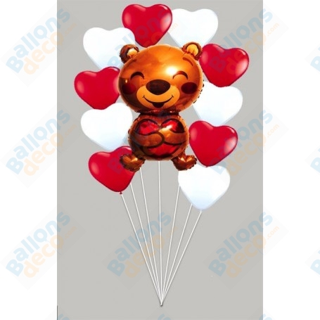 Ballons Ourson Love en Grappe