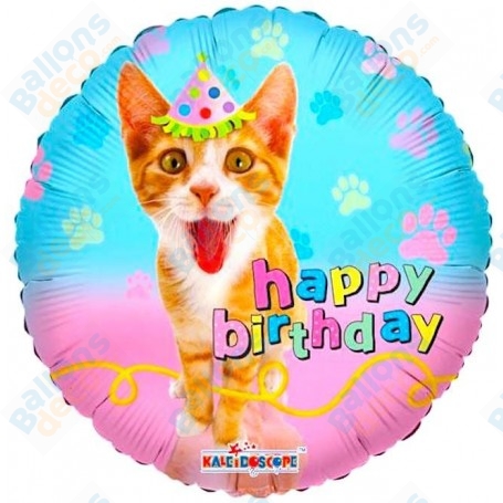 Ballon Happy Birthday Chat, décoration ballon d'anniversaire, Animaux Fun