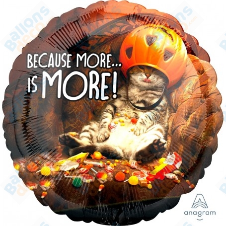 Ballon Chat Halloween Parce Que Trop c'est Trop, décoration ballon d'Halloween.