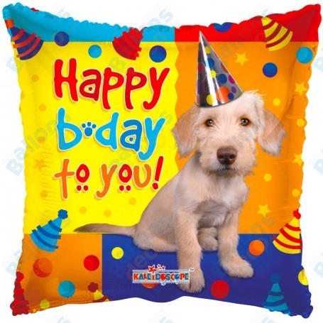 Ballon Chien Happy Birthday To You réaliste, décorations ballons anniversaire avec un chien.