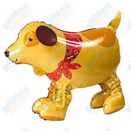 Ballon Chien marron Marcheur, décoration ballon anniversaire, Animation salon Canins.