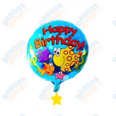 Ballon Poissons Happy Birthday, Décoration ballon Anniversaire.