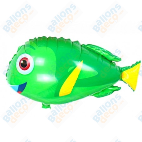 Ballon Poisson Vert, décoration ballon anniversaire, animaux aquatique, mer.