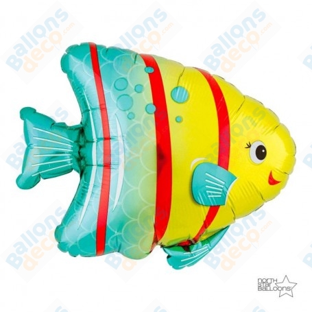 Ballon Poisson Bleu, Vert et Jaune, décoration ballon Anniversaire, Océan, Mer, Aquatique.