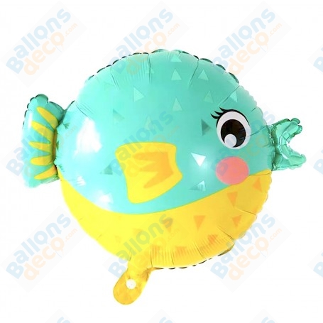 Ballon Poisson Jaune et Vert Mini, décoration ballon anniversaire aquarium, marin, mer.