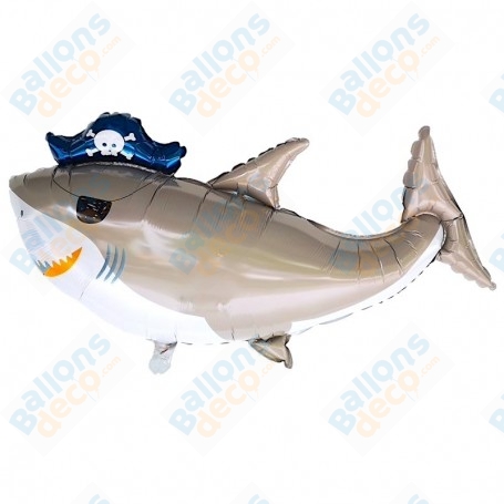 Ballon Requin Gris Pirate, décoration ballon anniversaire, Animaux aquatique, Mer.