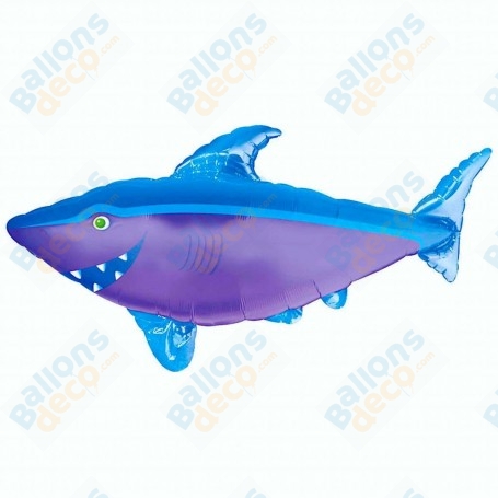 Ballon Requin bleu et Violet, décoration ballon anniversaire, Animaux aquatique.