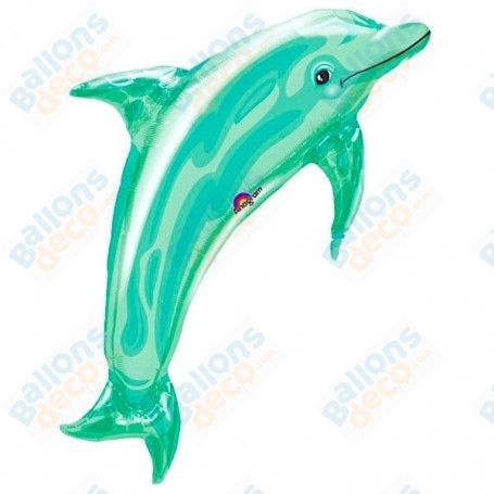 Ballon Dauphin Vert Anagram, décoration ballon avec des animaux aquatiques.